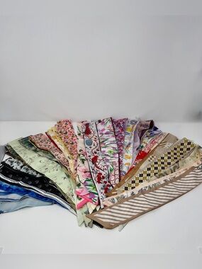 Assorted Floral and Patterned Bag Scarves - Multicolor